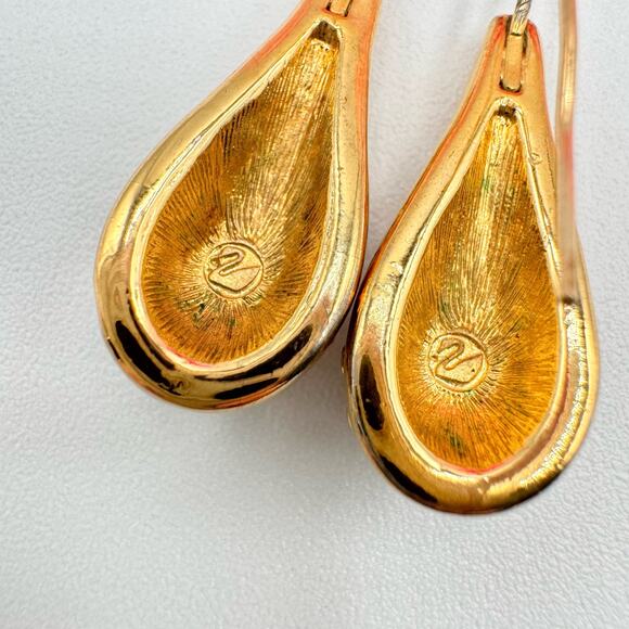 Vintage Swarovski Pave Teardrop Earrings Gold Filled Earwires Swan Signed Bridal - Picture 8 of 13
